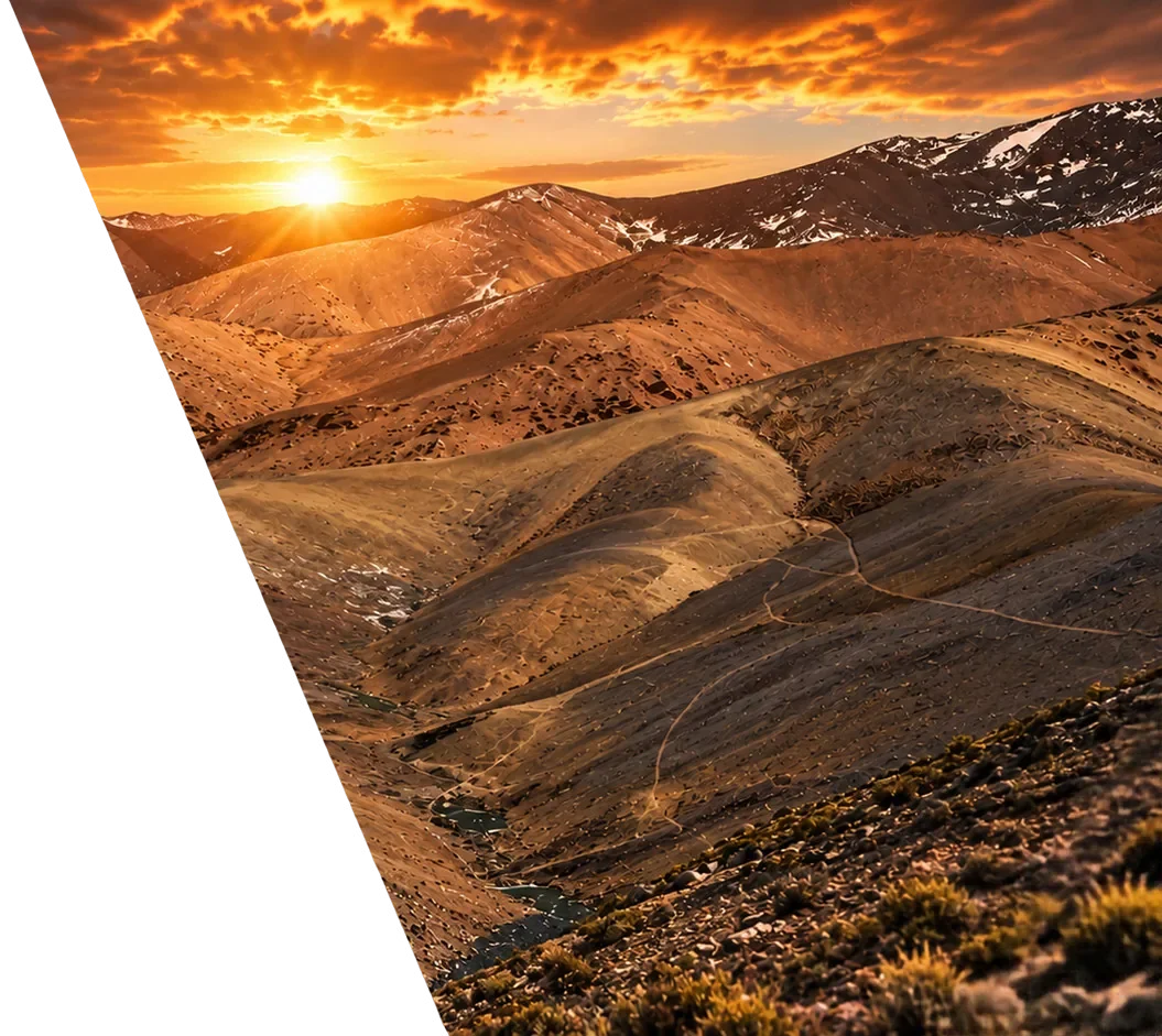 Sunset over the Zonda project area, San Juan Province