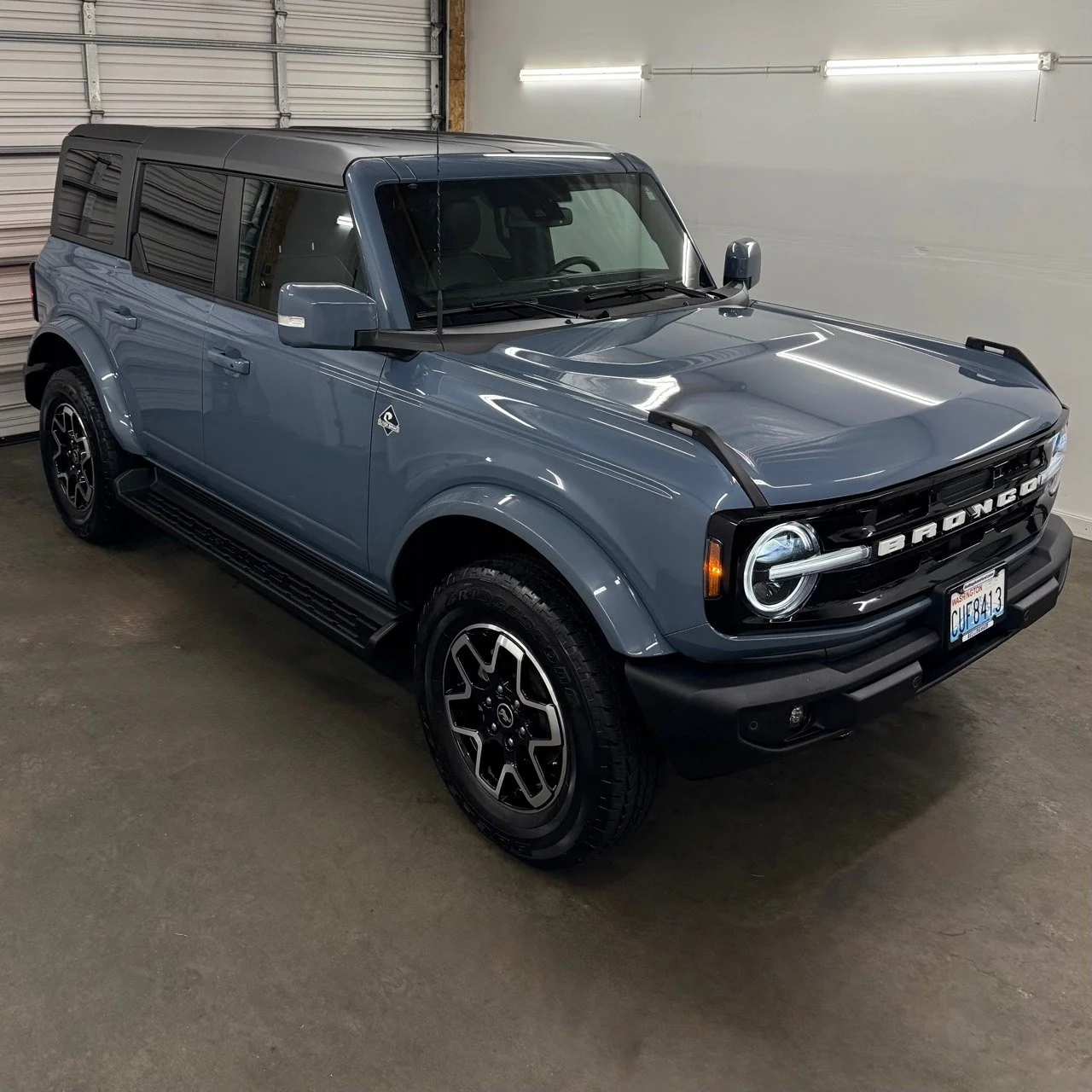 Blue Ford Bronco after detailing