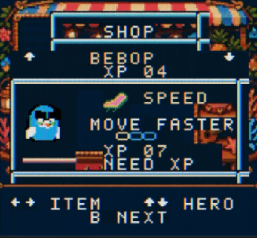 Gameplay showing a player choosing an upgrade in the run shop