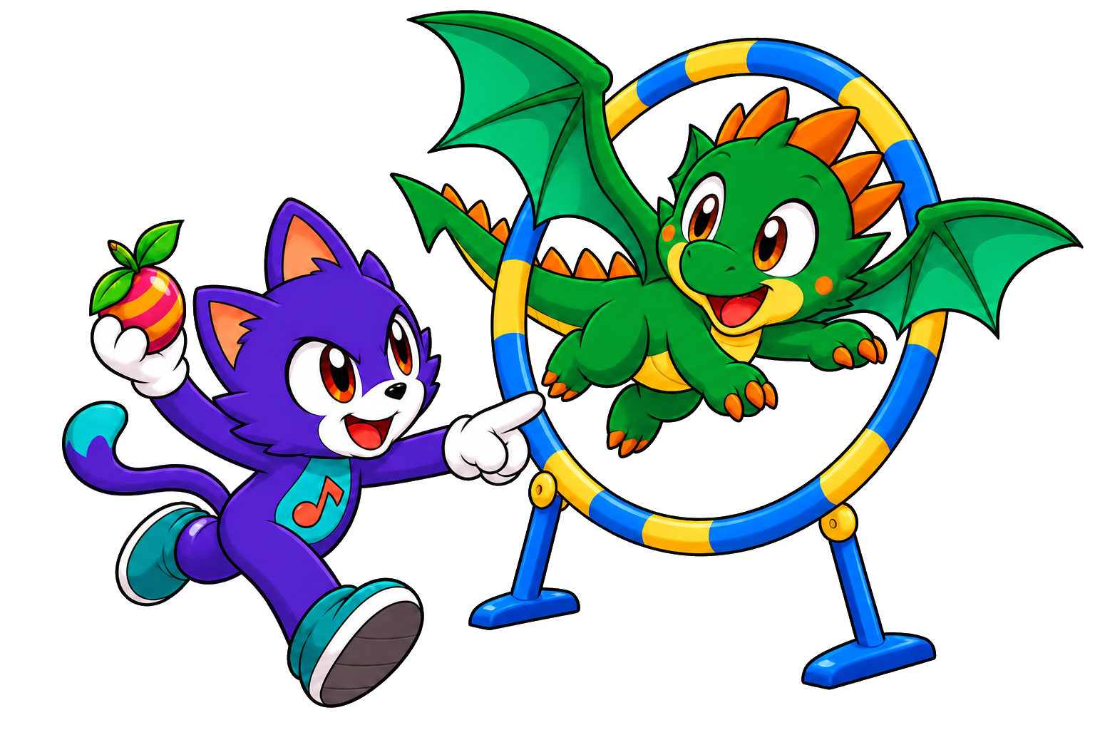 Swing coaching Dixie through a dragon-training hoop