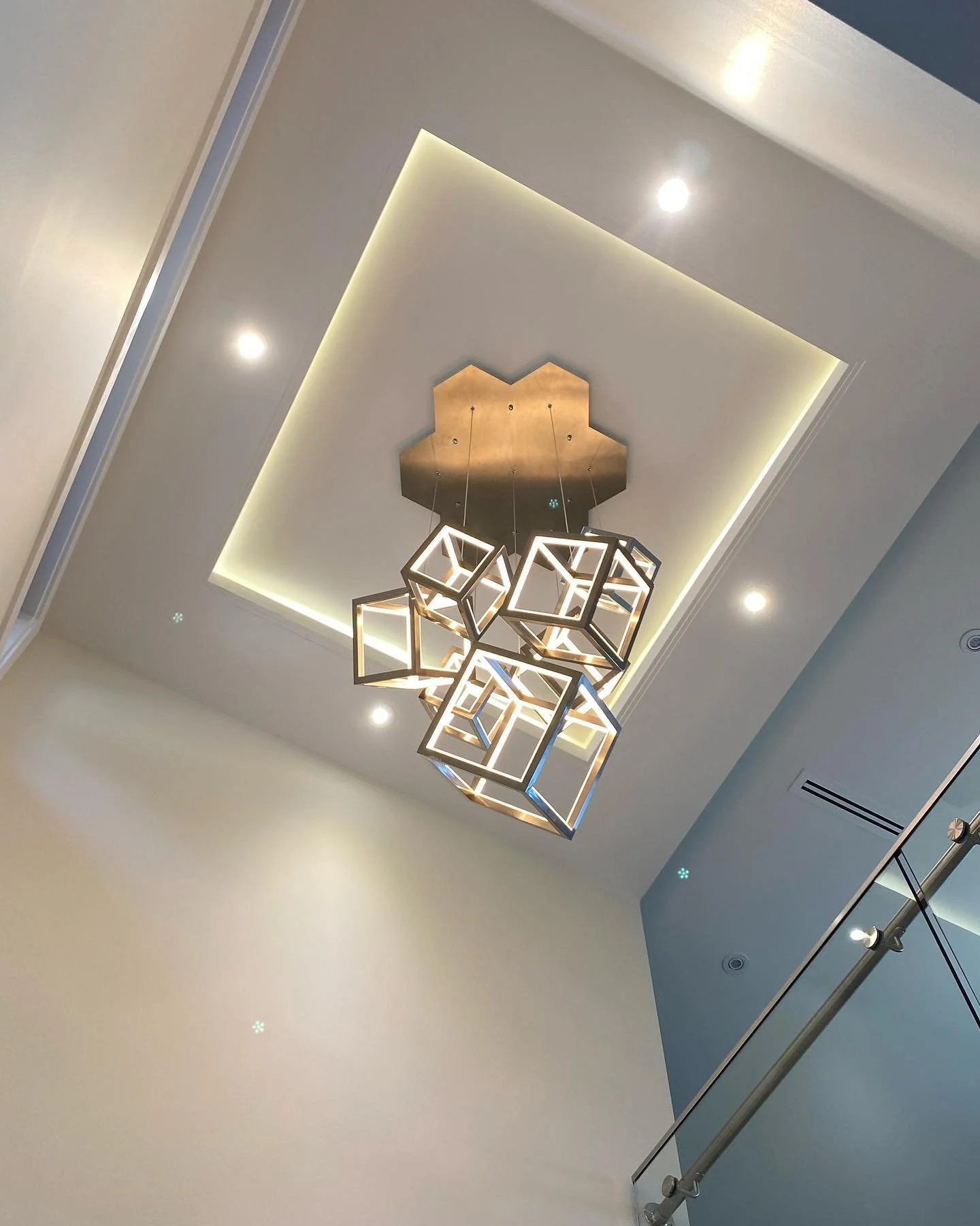 Completed residential stair and feature-lighting installation in North Delta.