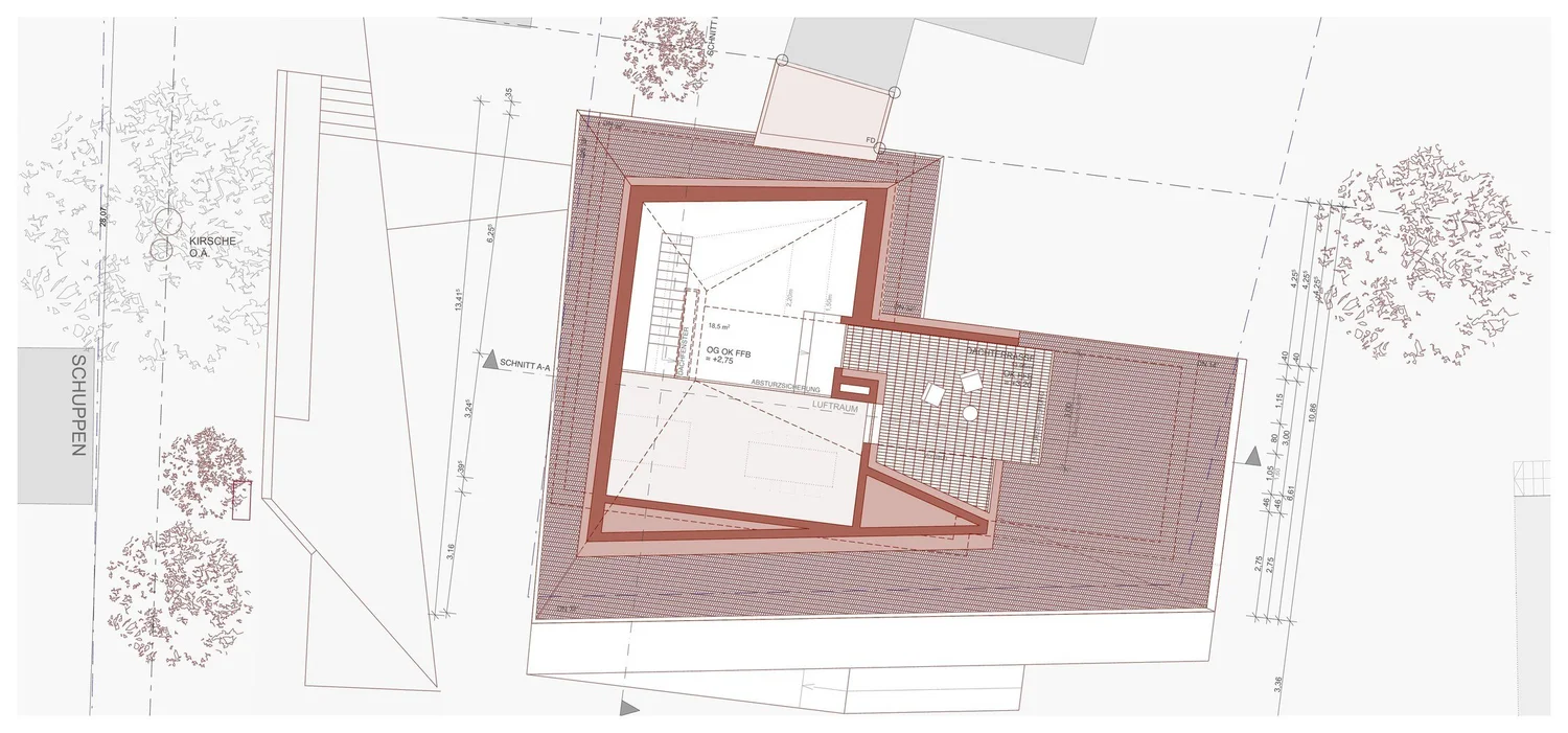 Grundriss Dachgeschoss mit Galerie und Dachterrasse