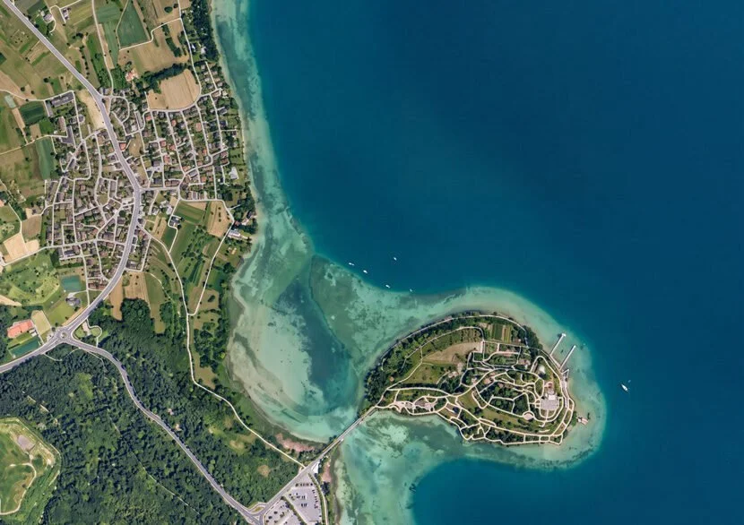 Luftbild Litzelstetten mit Insel Mainau