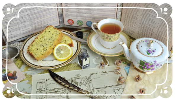 a tea setting during a Teatime Adventures game session