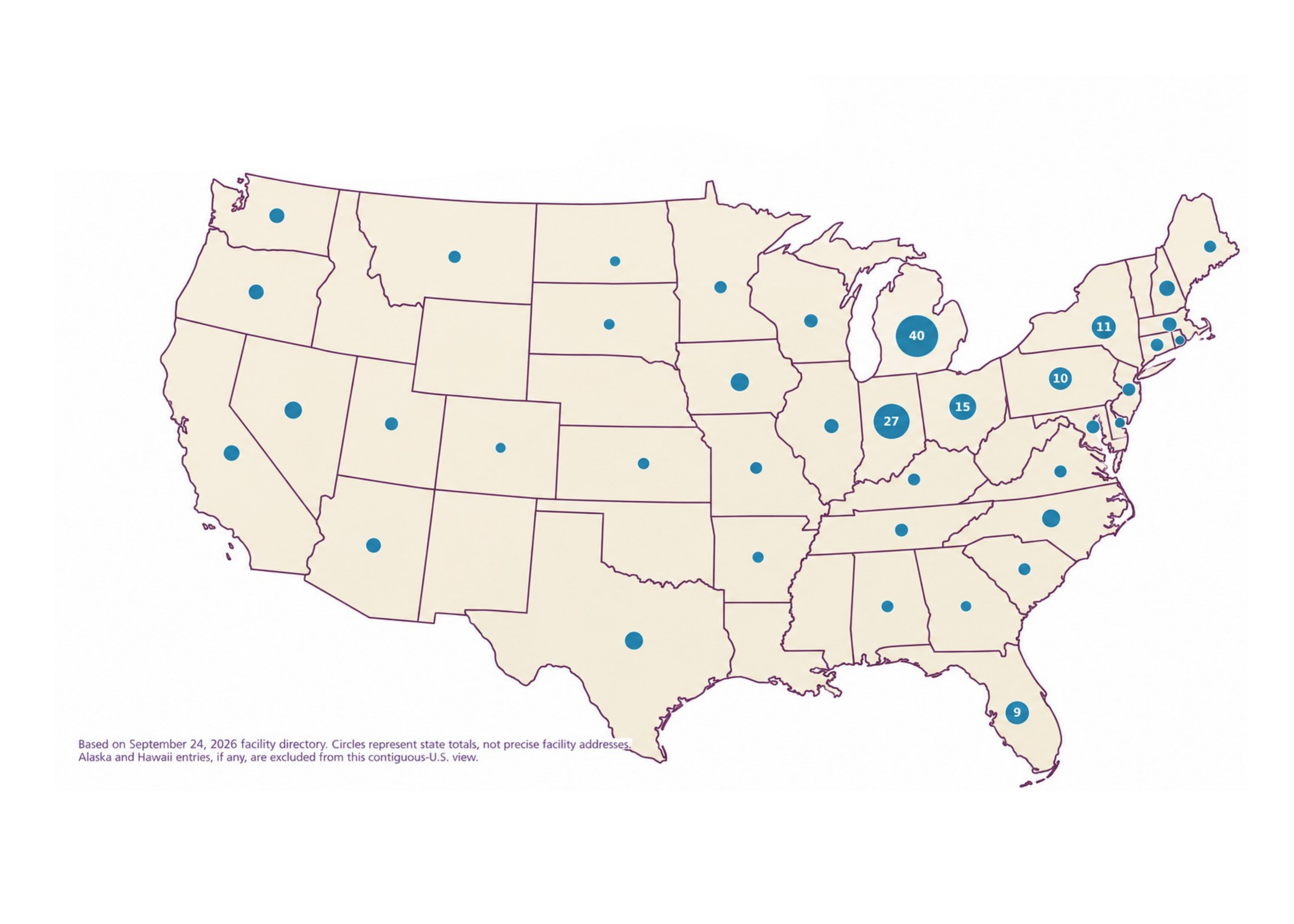 Map showing Rising Kites medical facility partners across the United States