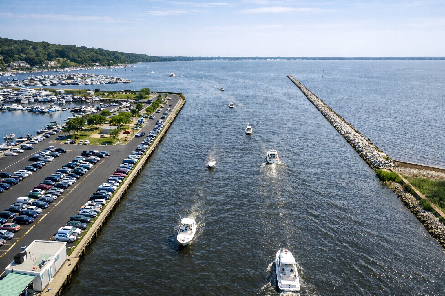 Map-style coverage illustration highlighting Patchogue River