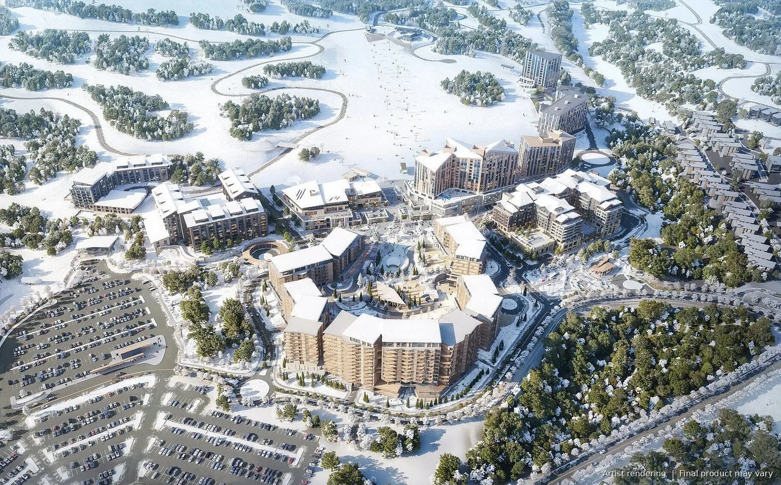 Deer Valley East Village aerial winter view