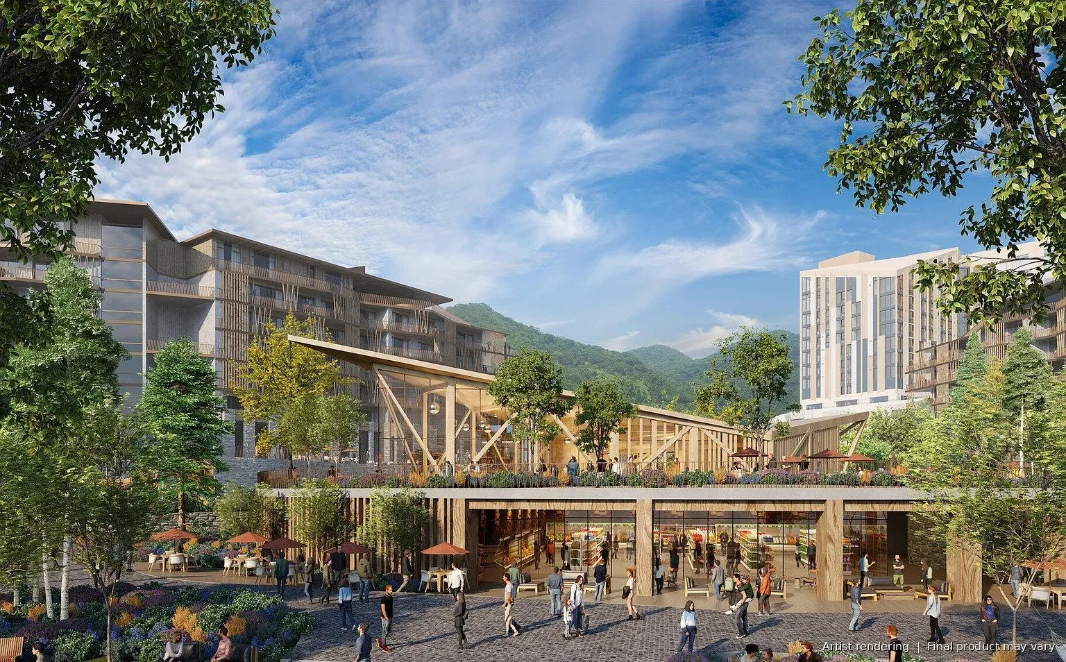 Deer Valley East Village plaza in summer