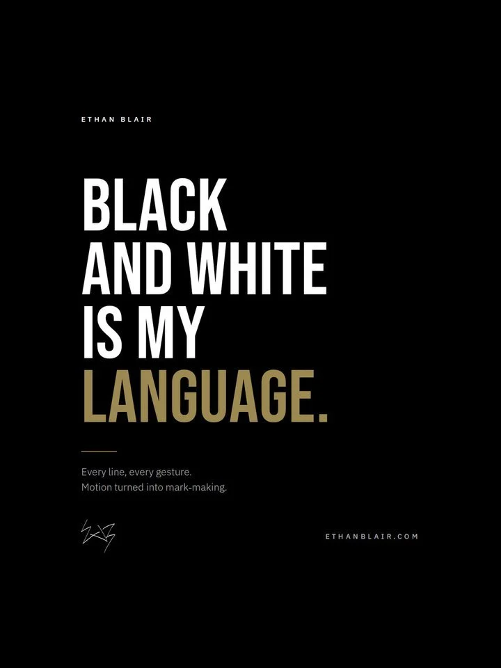 Ethan Blair Instagram post, Statement post: Black and white is my language