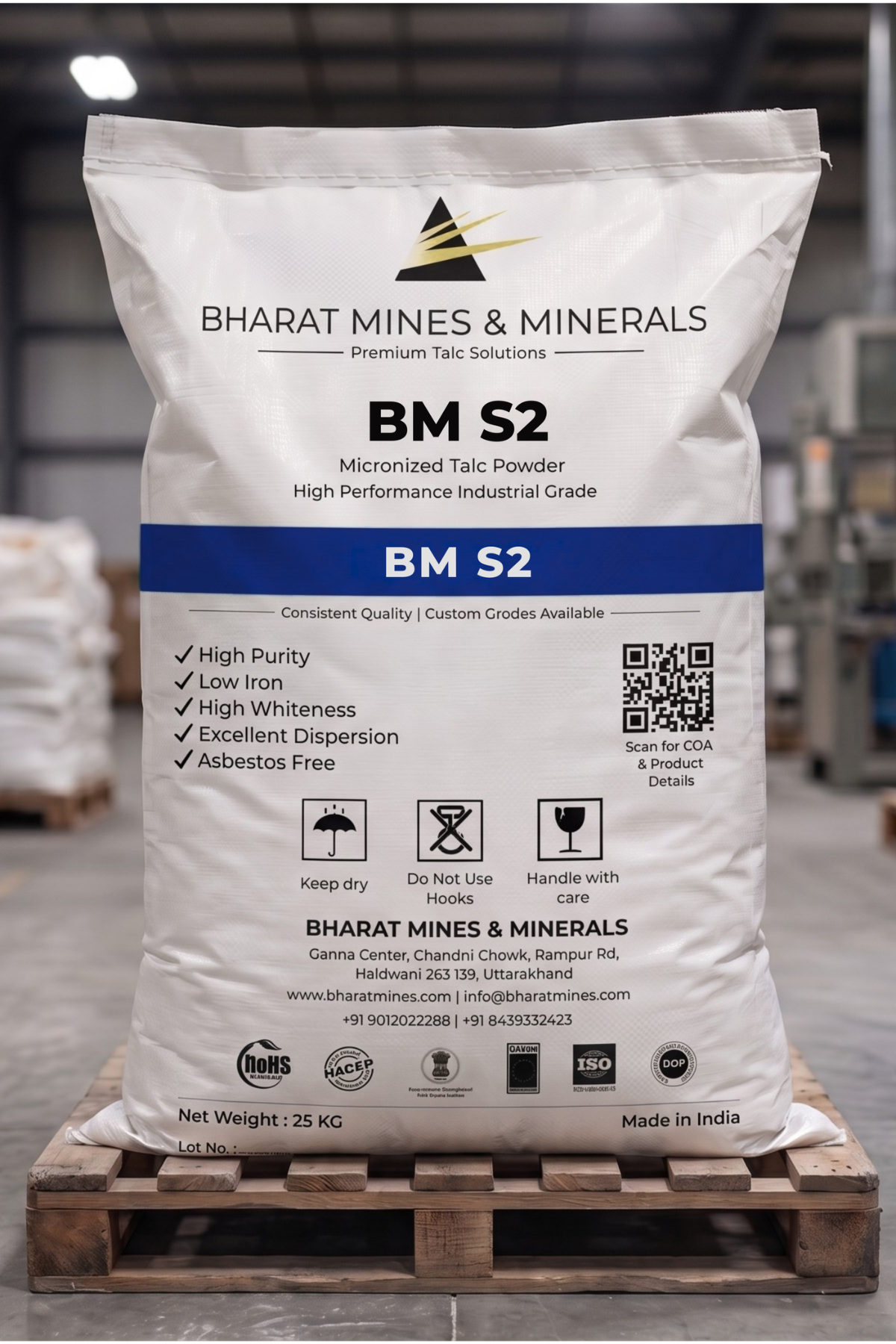 BM S2 rubber-grade talc supplied by Bharat Mines