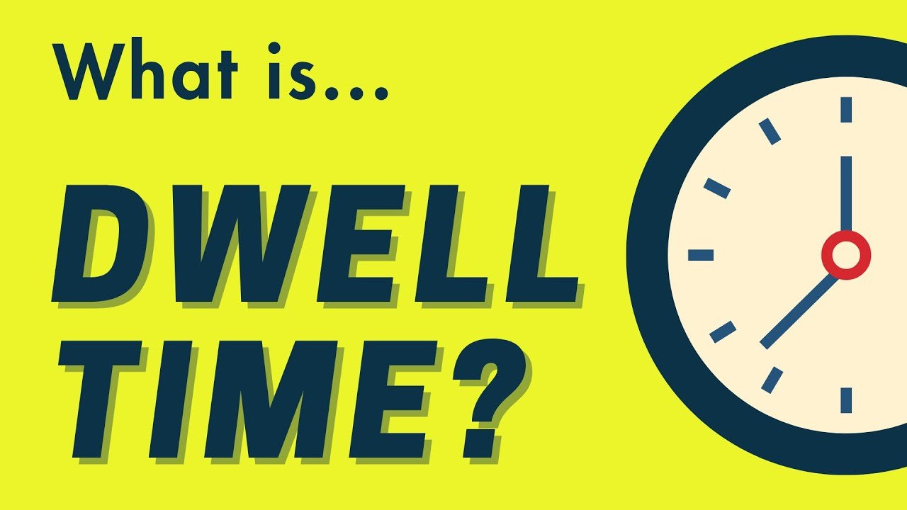 A bright yellow background with the question 'What is... DWELL TIME?' and a clock graphic on the right hand edge