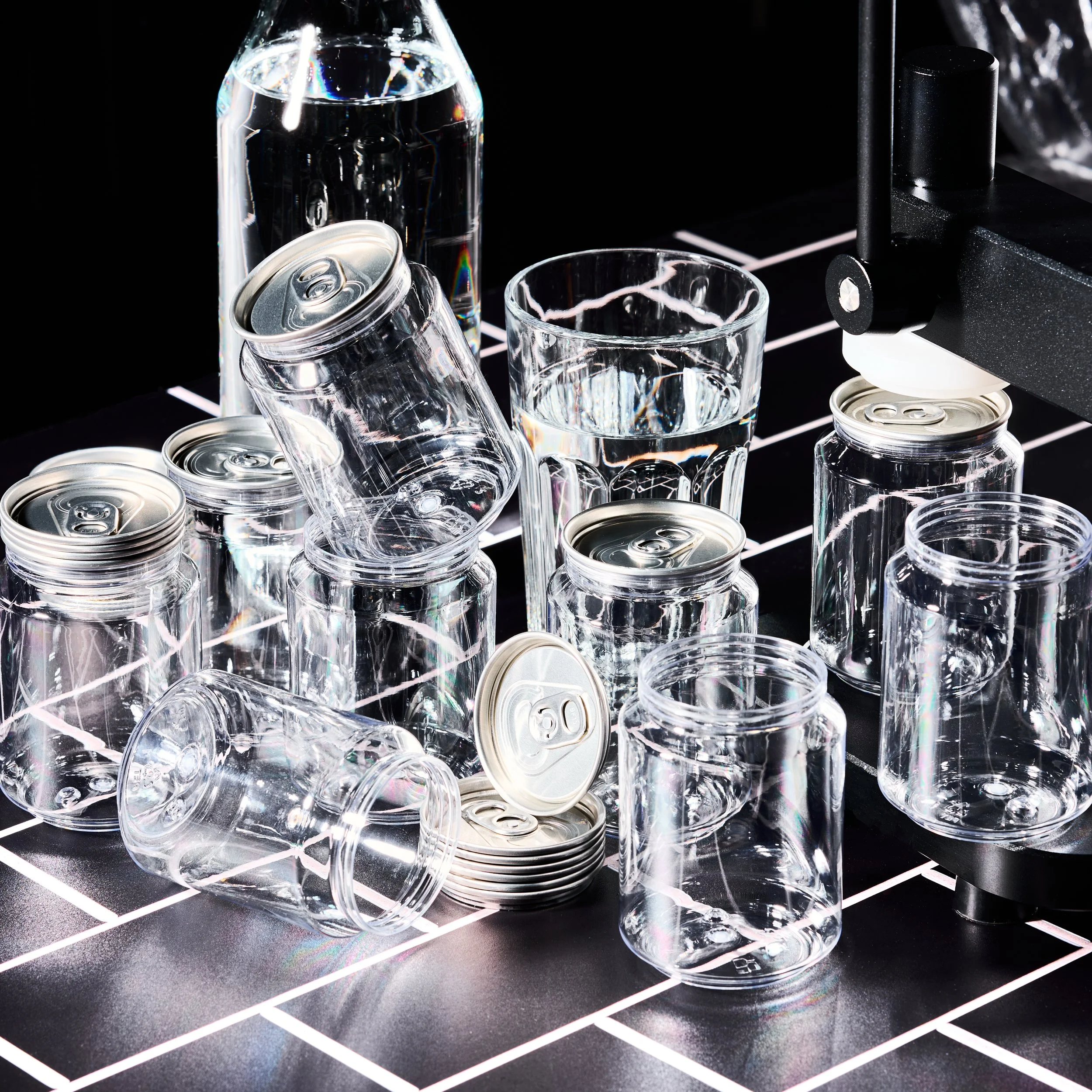 Clear sealed drink cans