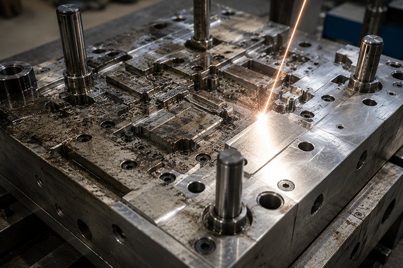 Laser injection mold cleaning