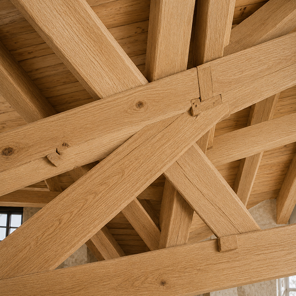 Wood beams after laser stripping