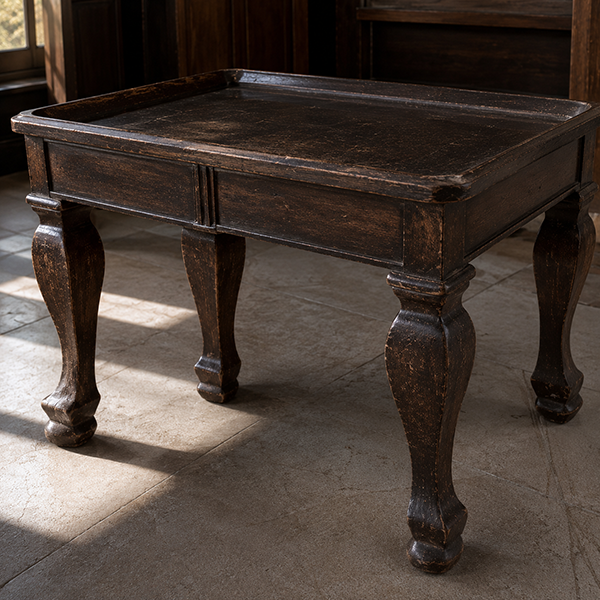 Furniture before laser wood stripping