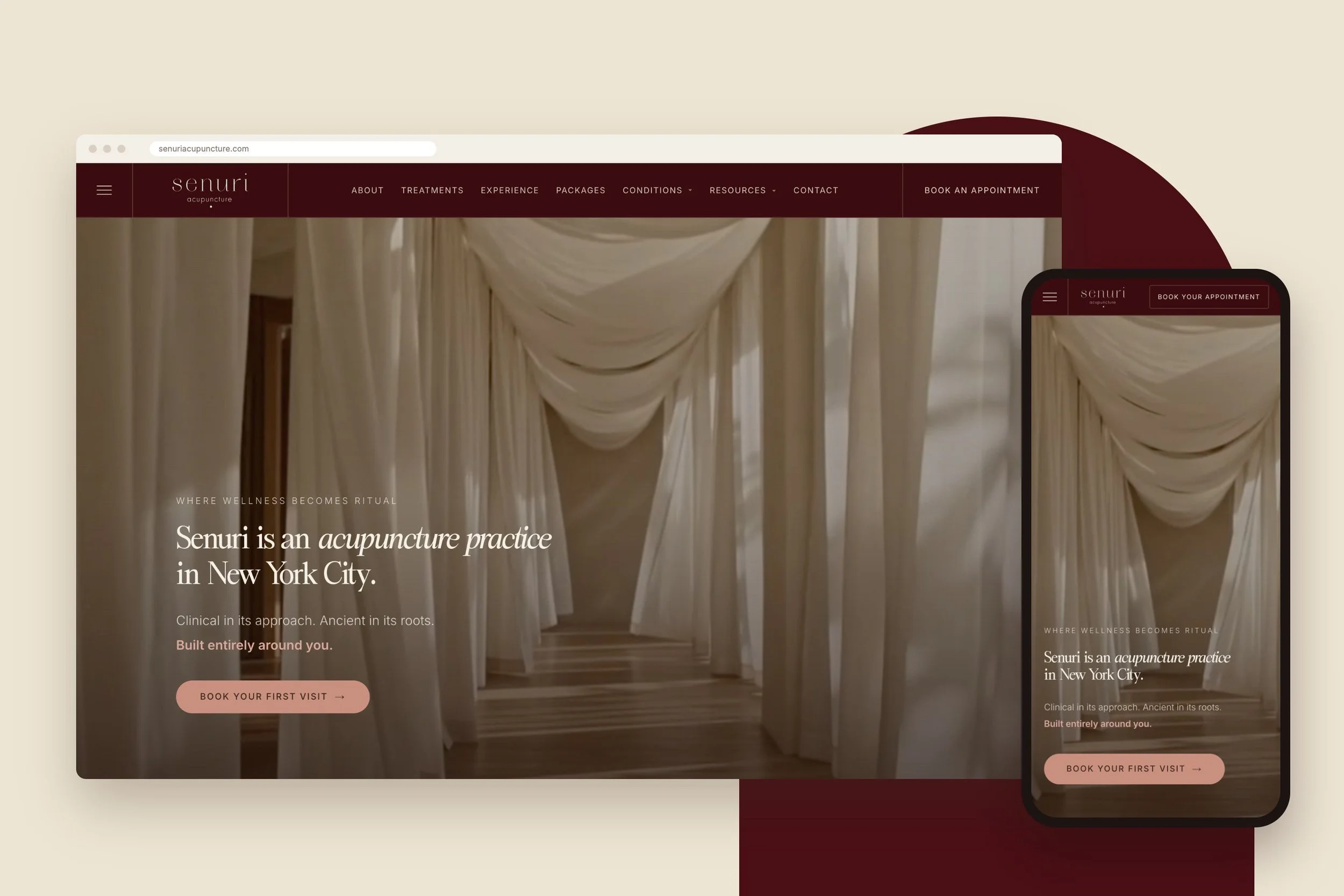 Senuri Acupuncture website on desktop and mobile, designed by Ambrose Marketing