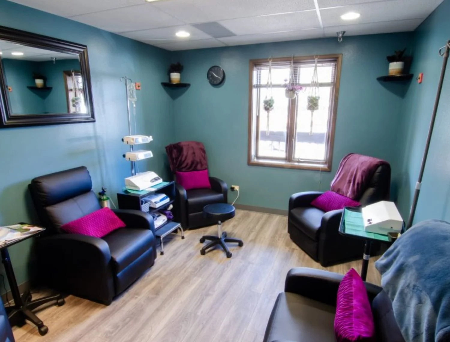 An IV treatment room at Hygeia in Idledale, Colorado
