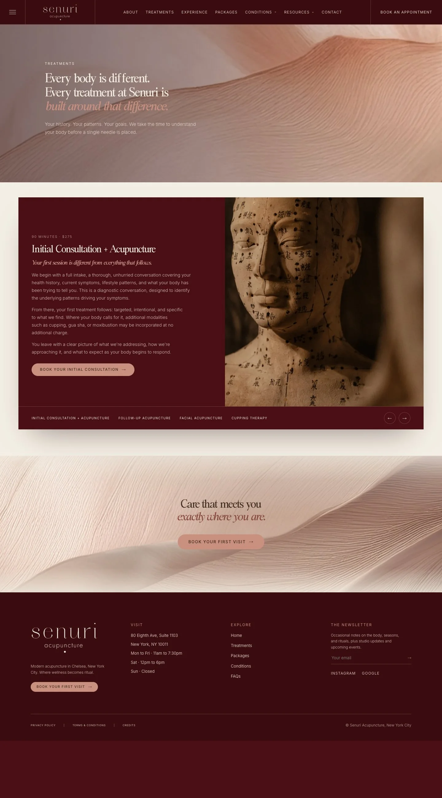 Senuri Acupuncture treatments page design
