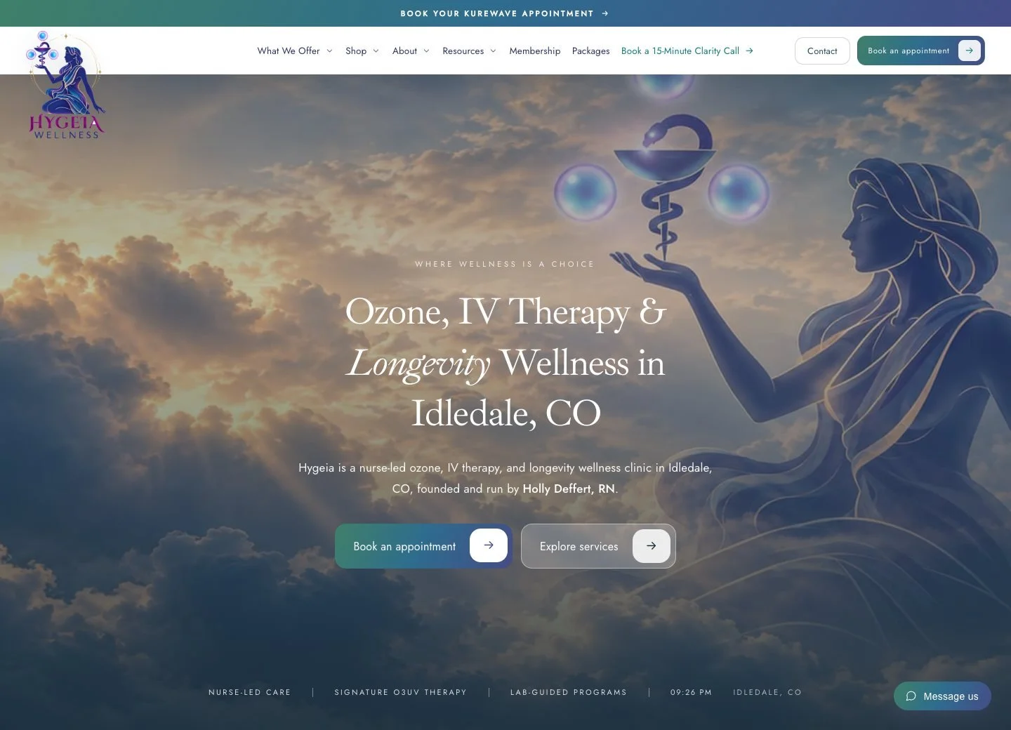 Hygeia homepage design