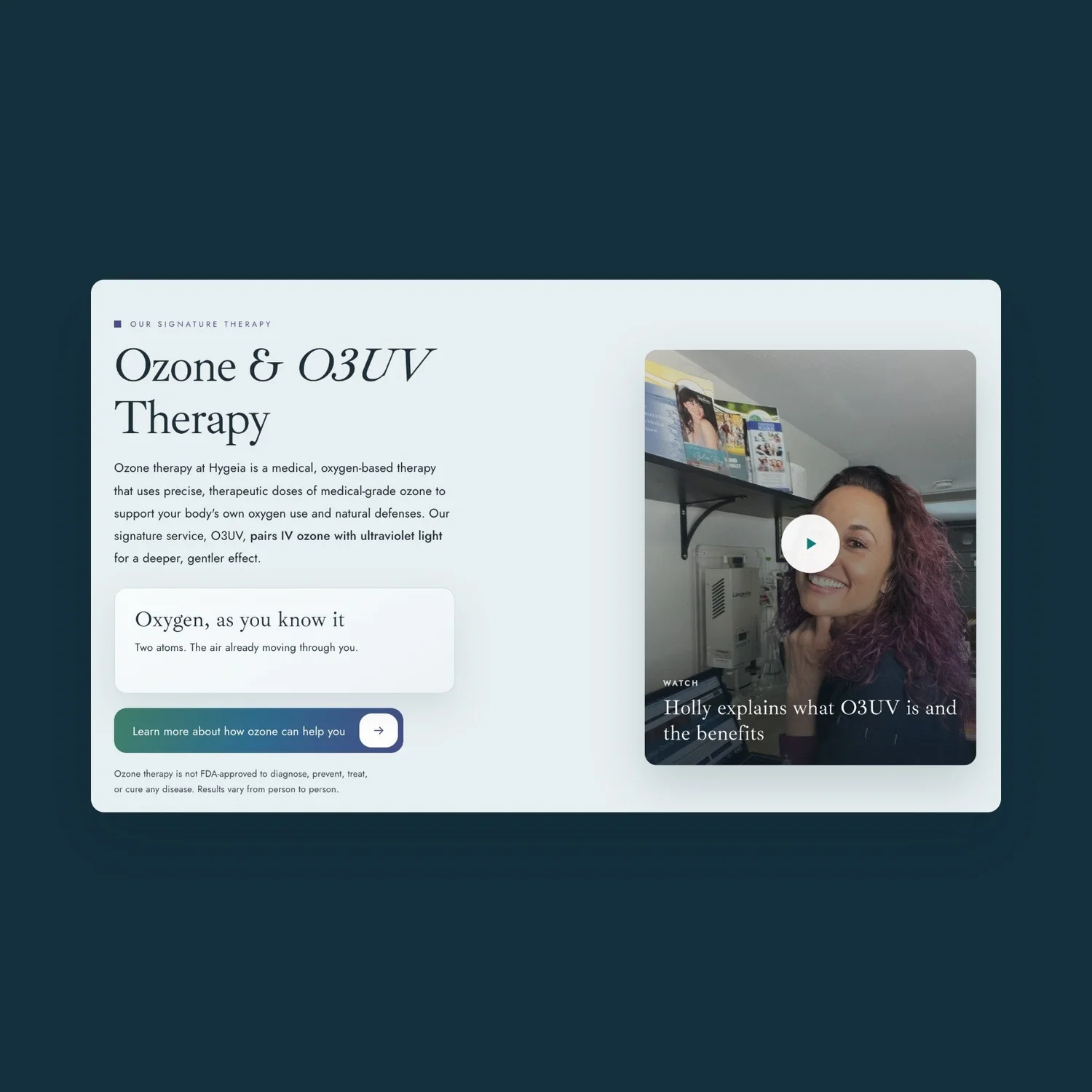 Hygeia signature Ozone and O3UV therapy section