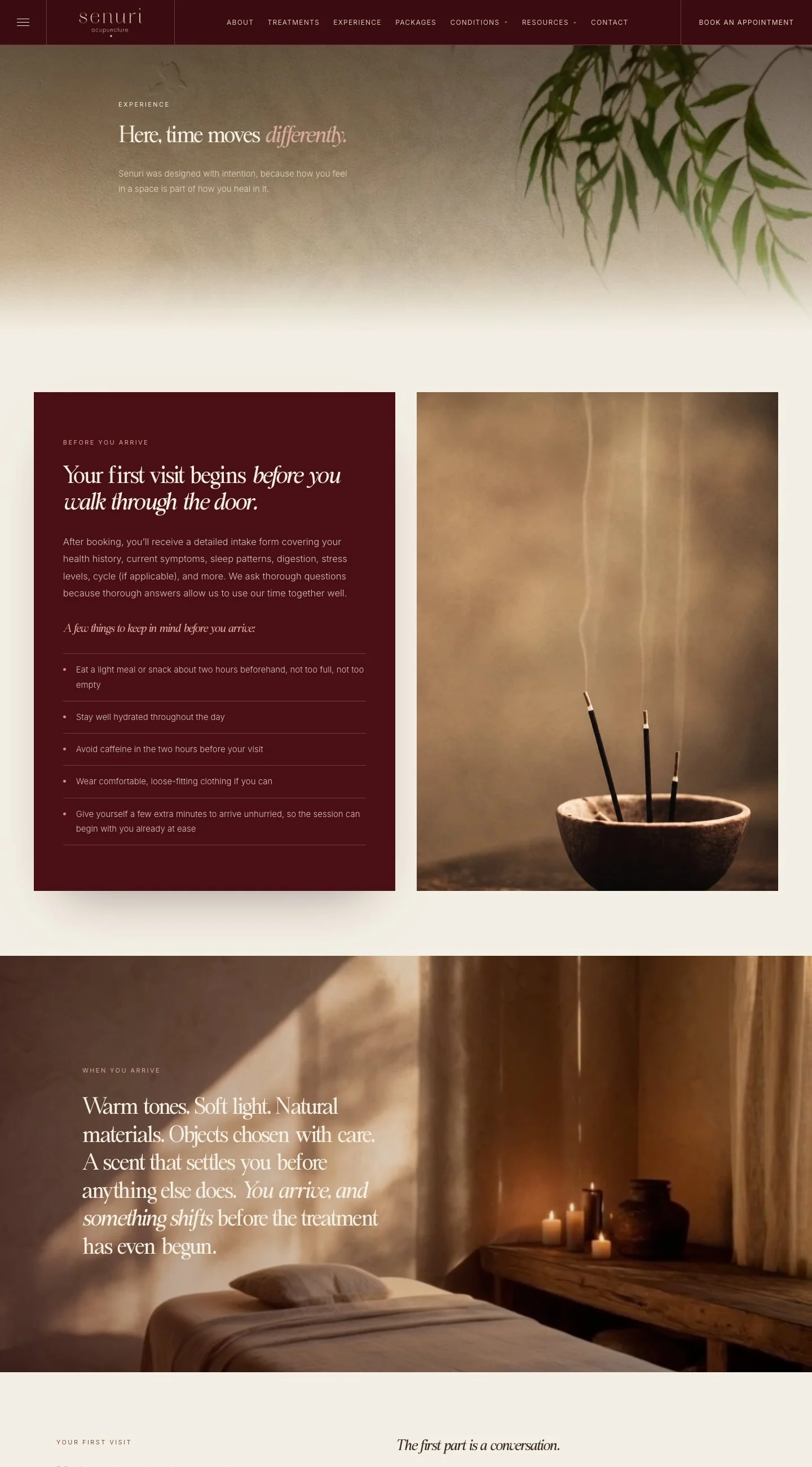 Senuri Acupuncture experience page design