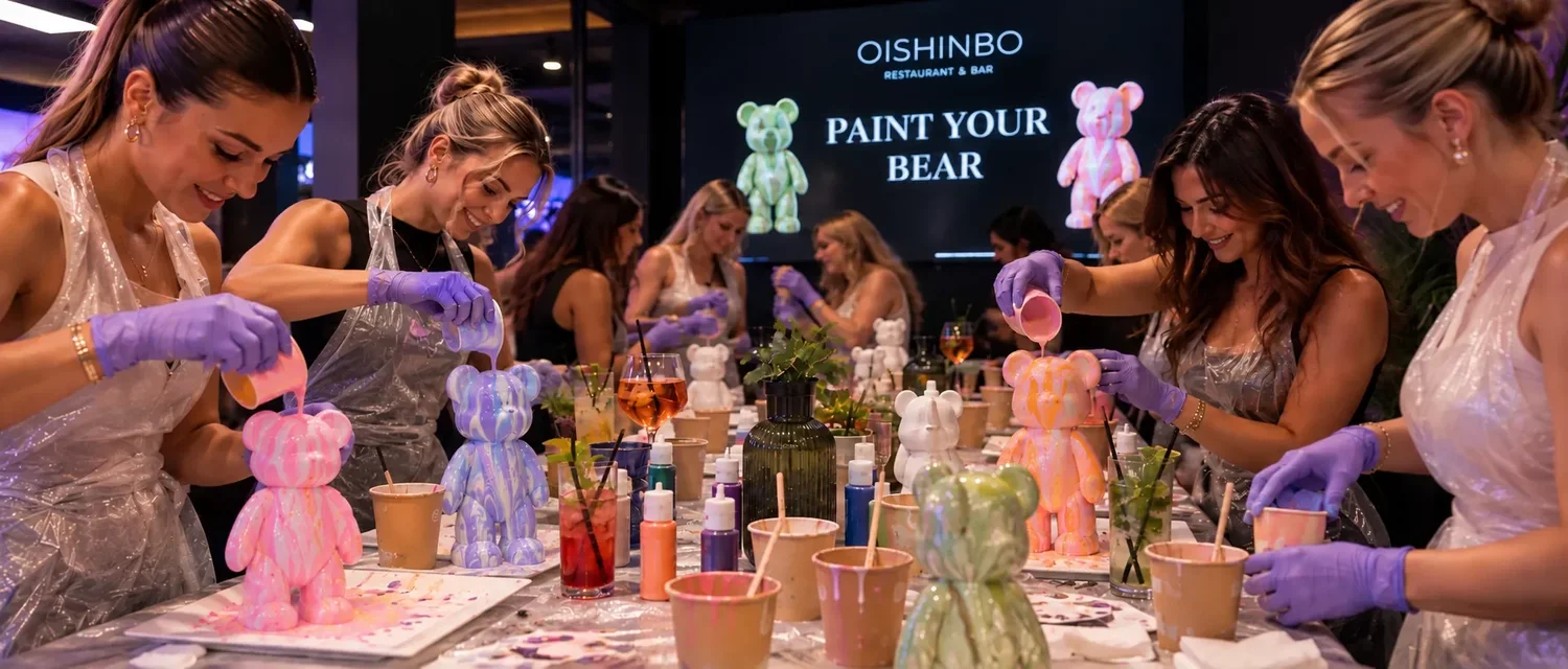 Gemeinsam bunte Fluid-Art-Bären gestalten bei OISHINBO in Dortmund
