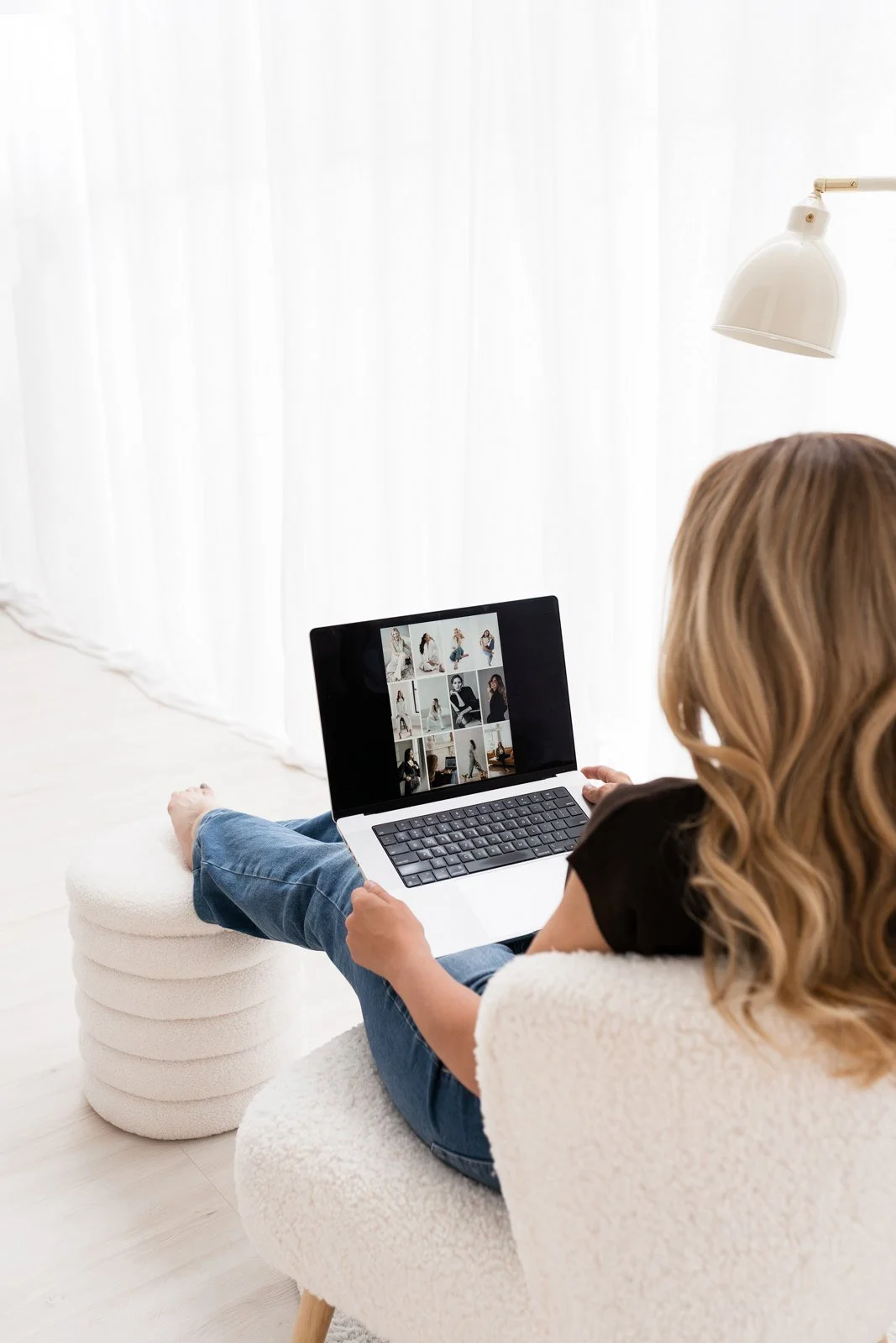 Tanja reviewing a moodboard on her laptop