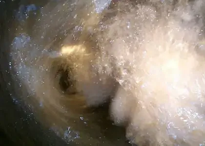 Inside a wet exhaust duct with continuous scrubbing water