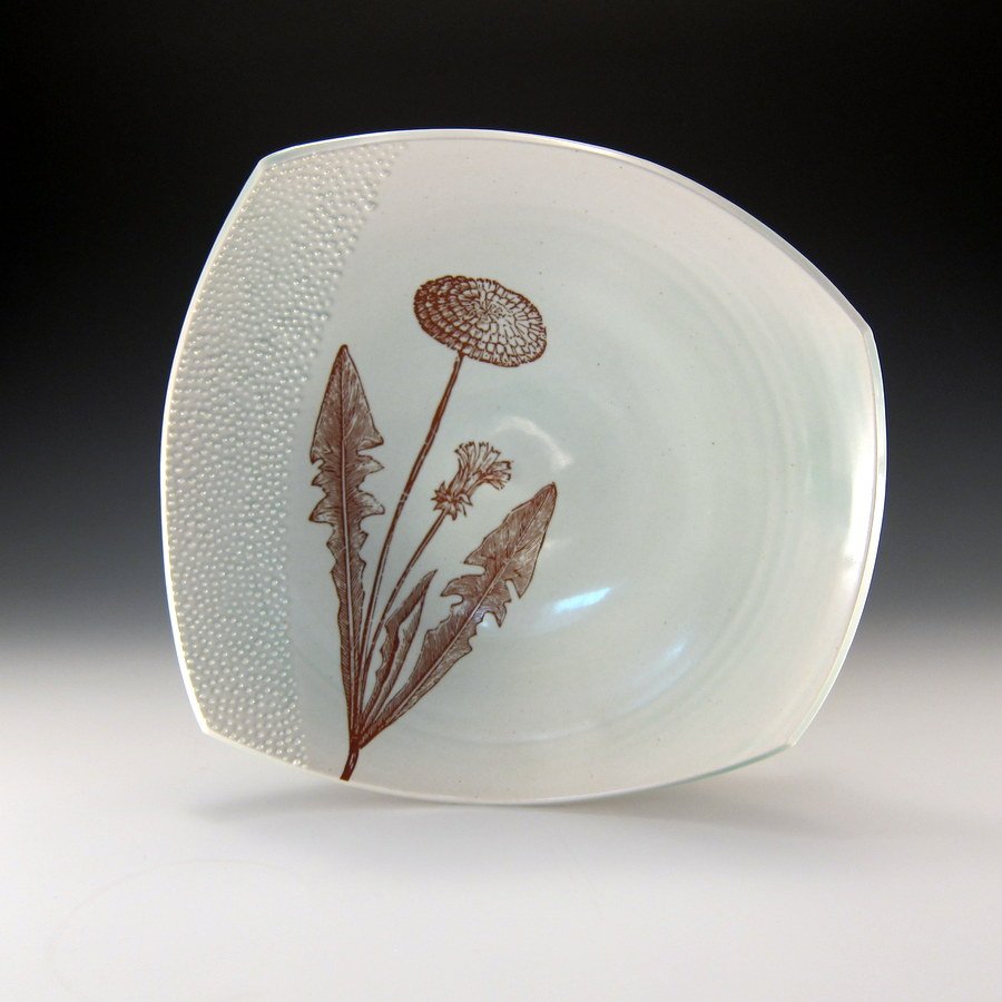 Emily Murphy Porcelain Pottery_square_platter_with_dandelion