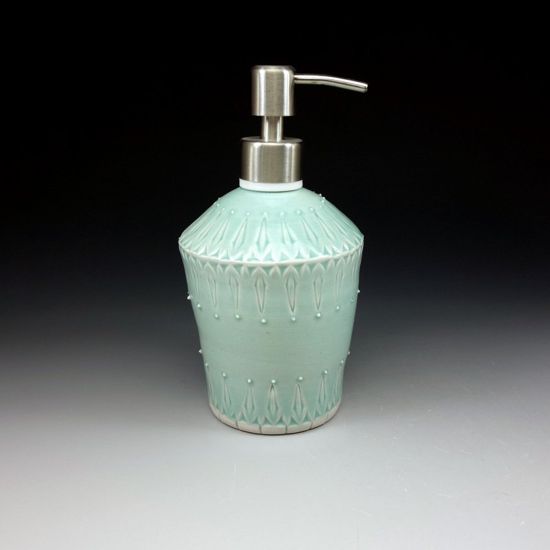 Soap Dispenser by Emily Murphy Pottery Can be used with liquid soap or lotion.  I also make dispensers for foaming soap.  Each one is one of a kind. 
