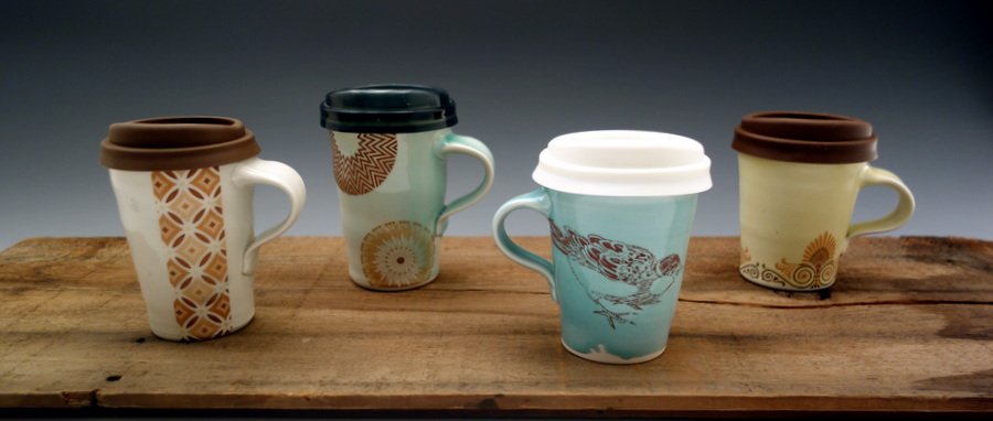 Emily Murphy Porcelain Pottery travel mugs