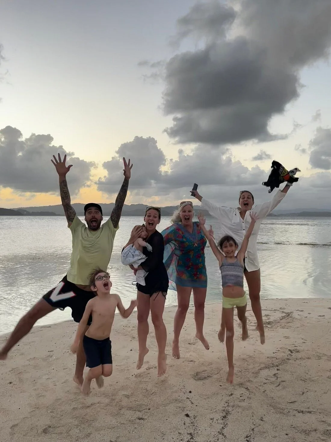 Happy group on beach