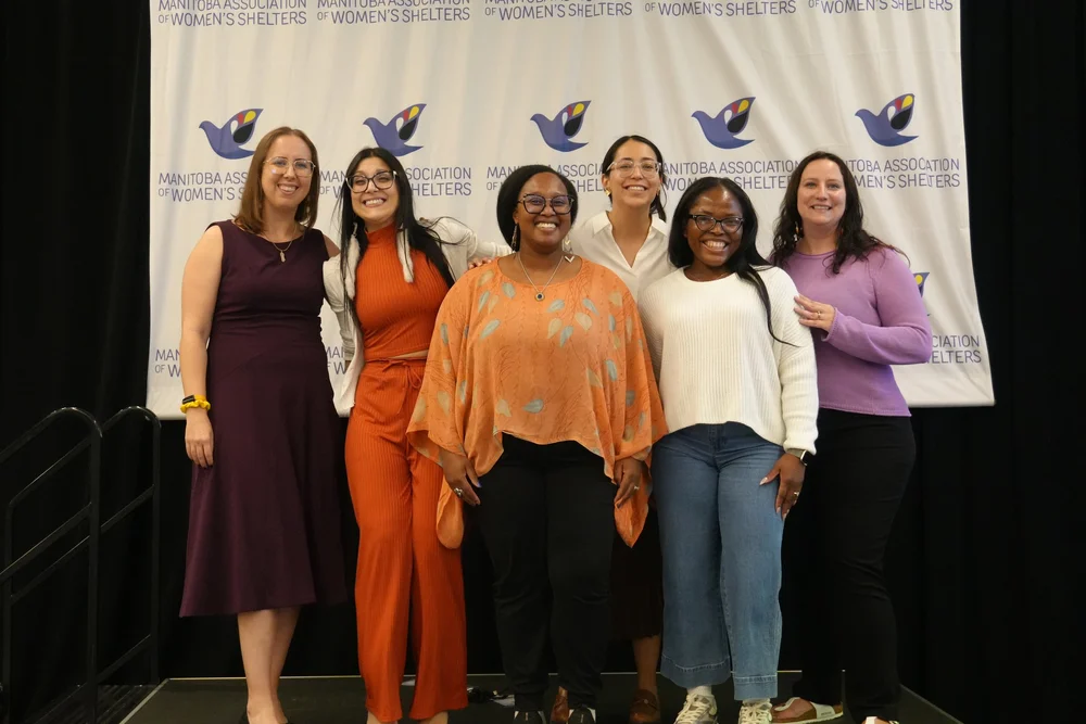 Monica with fellow speakers at the MAWS Gender-Based Violence Symposium, Winnipeg 2026