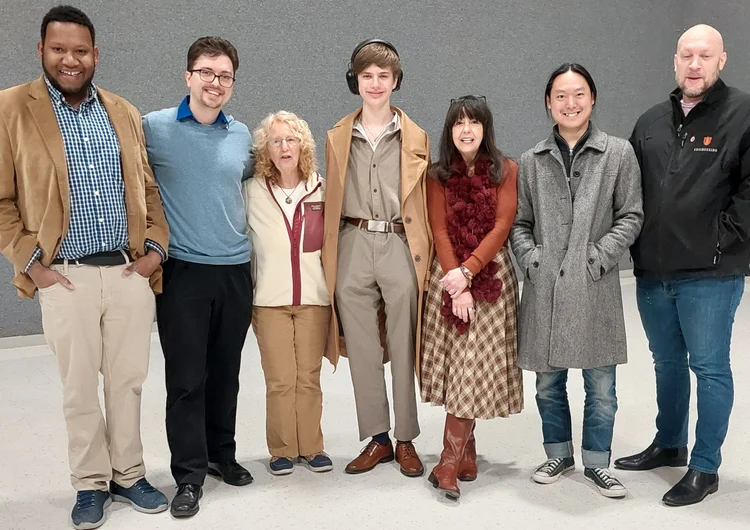 Jackson Bertoncino, Isaiah Harris, Harriet Bachner, Hadrien Zurek, Sally Harryman, David Su and Jordsn Metcalf at the CD2 meeting in Topeka.