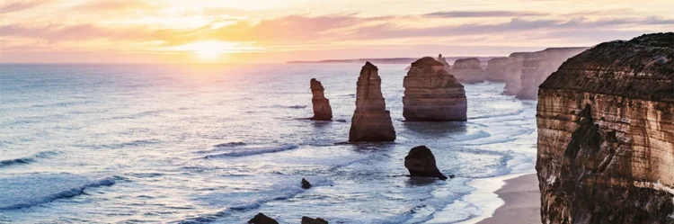 The Twelve Apostles on the Great Ocean Road, Victoria, at sunset