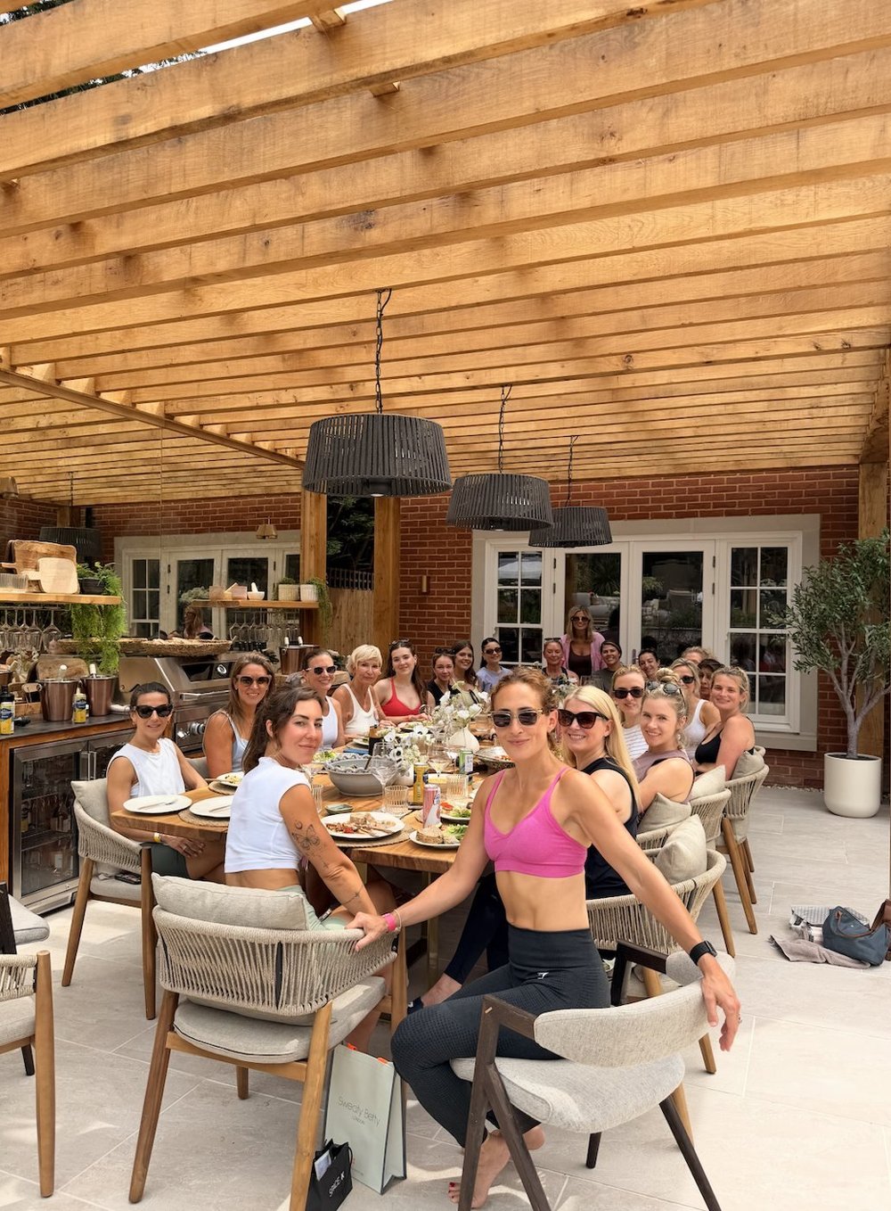 A group at a Barre and Brunch table