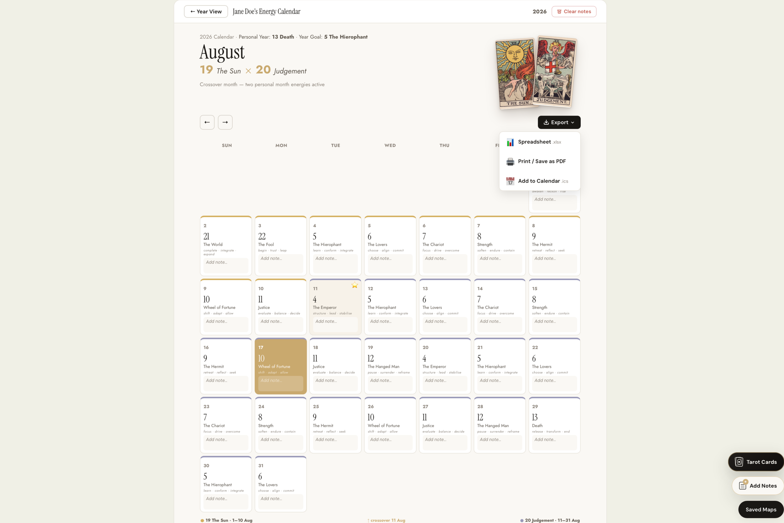 Your Calendar inside Energy Mapping+