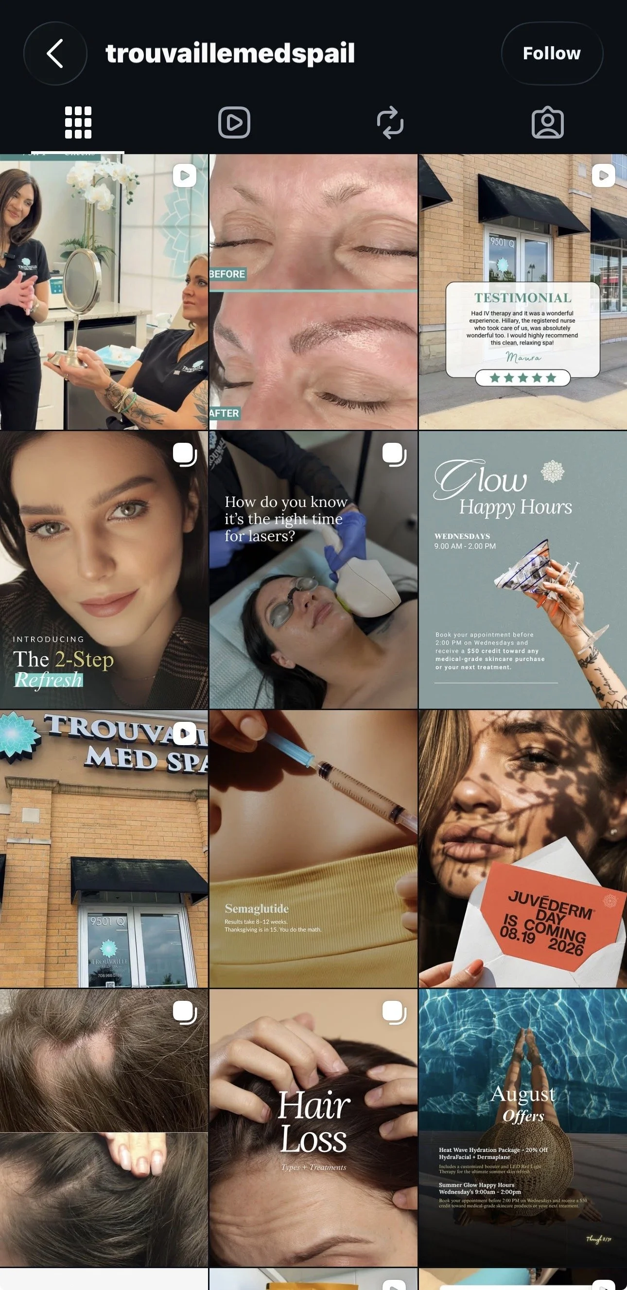 Trouvaille Med Spa Instagram content
