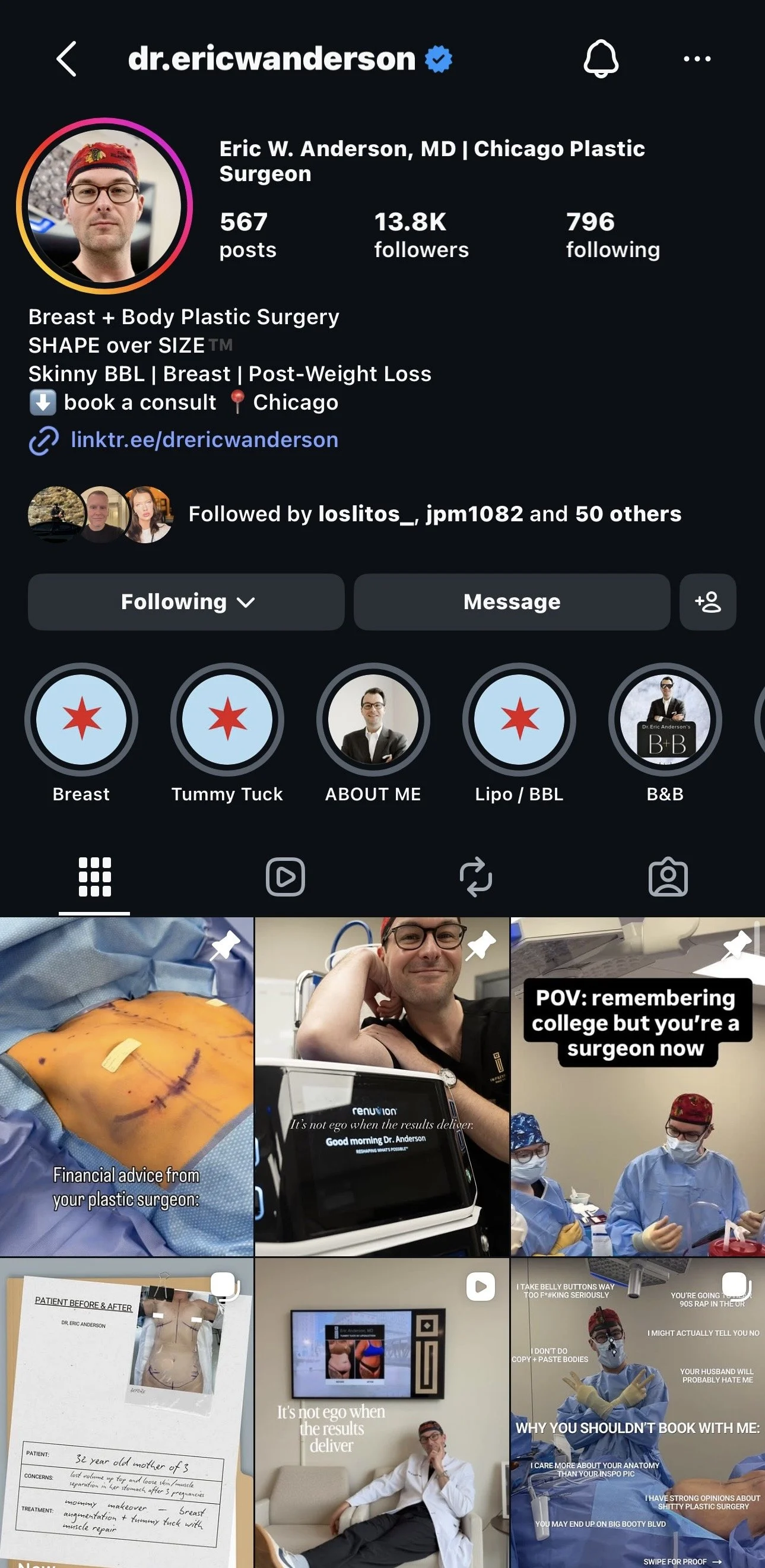 Dr. Eric W. Anderson Instagram content