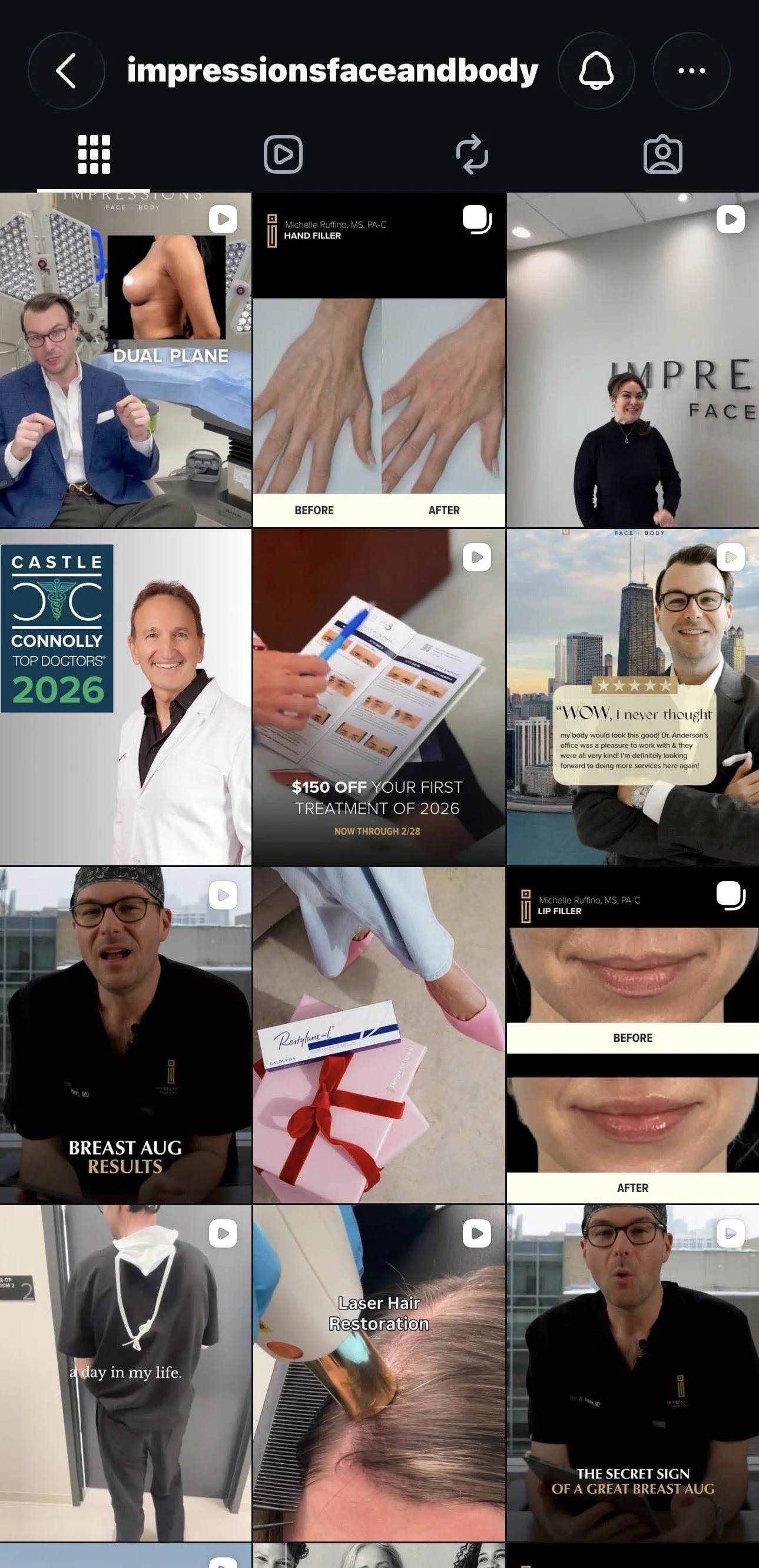 Impressions Face + Body Instagram content