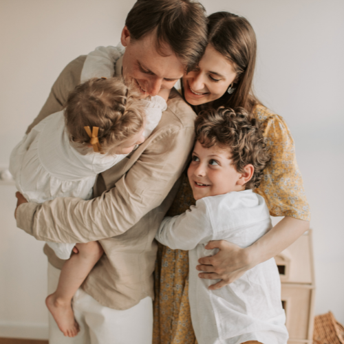 Family embracing