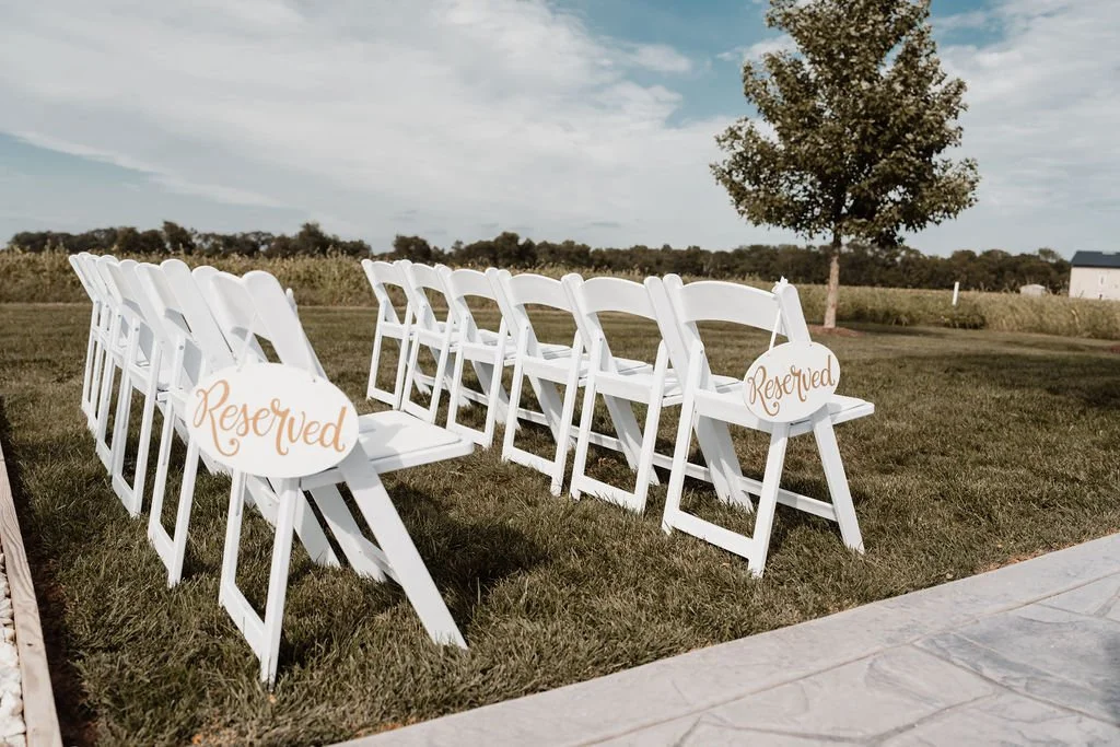 Outdoor wedding ceremony setting at Sable Creek Homestead in Minooka, Illinois