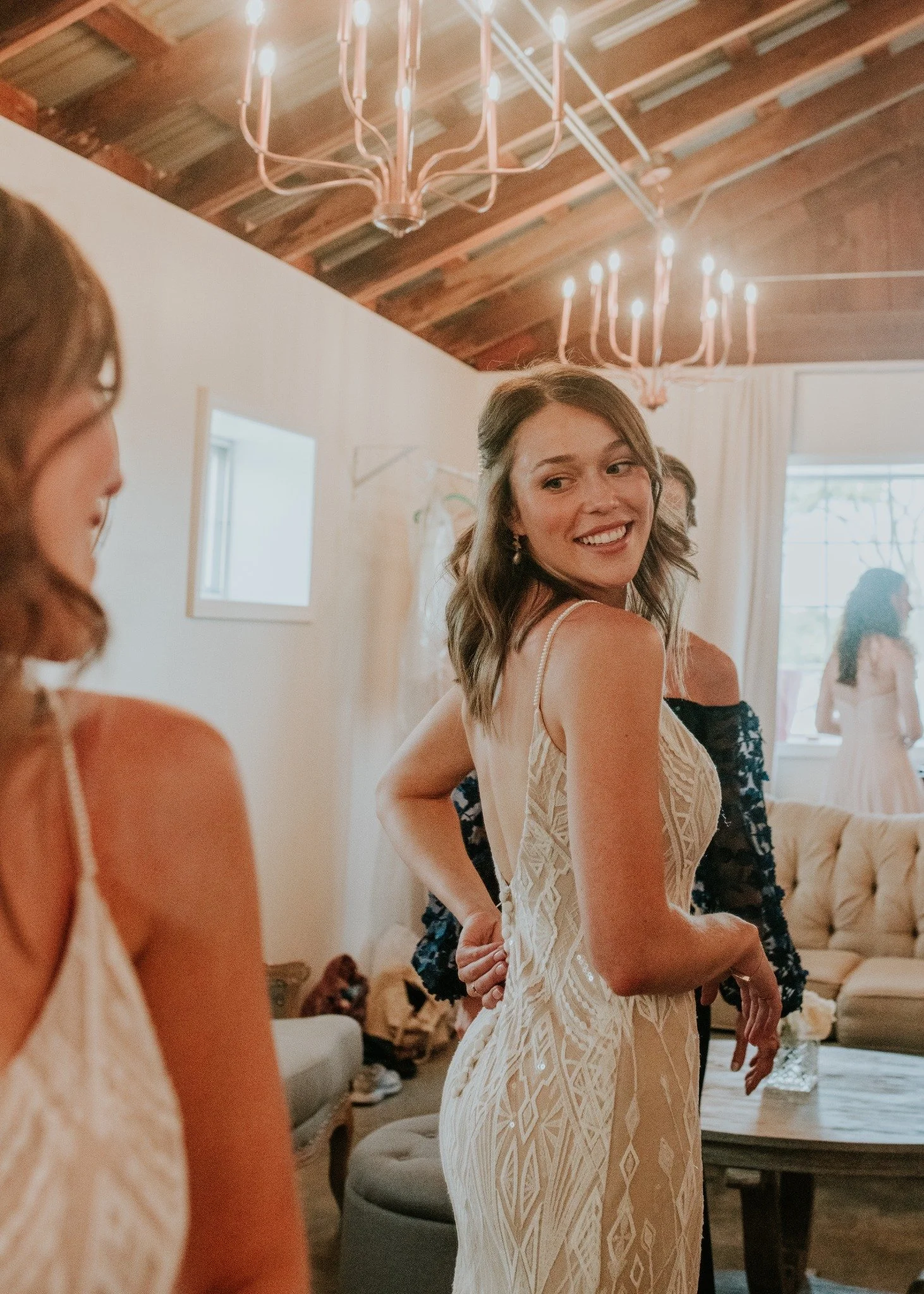 Getting-ready wedding photography in the private bridal suite