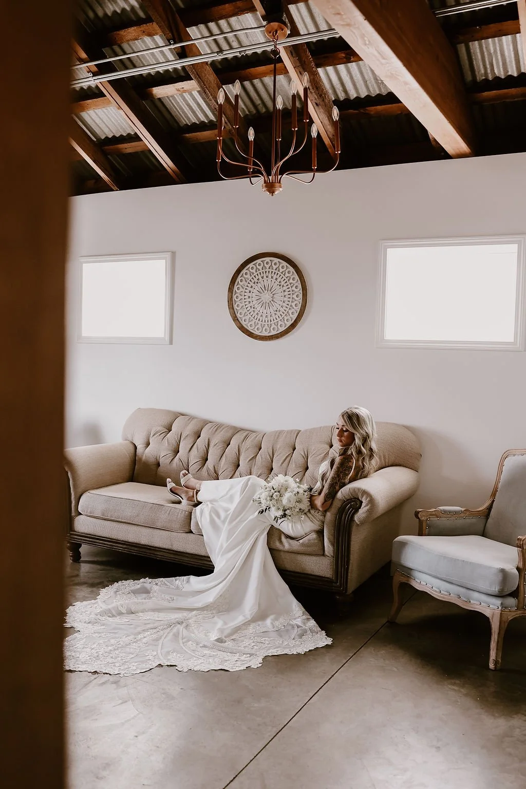Getting-ready wedding photography in the private bridal suite