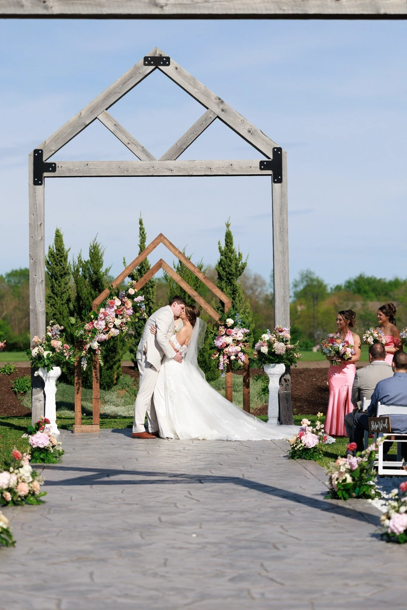 Outdoor wedding ceremony setting at Sable Creek Homestead in Minooka, Illinois