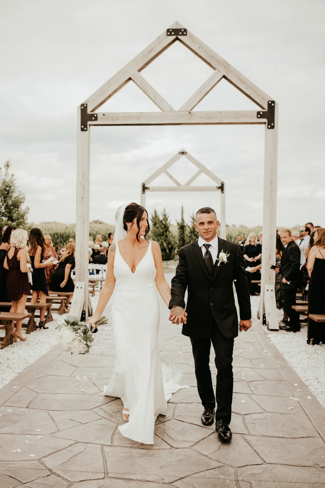 Outdoor wedding ceremony setting at Sable Creek Homestead in Minooka, Illinois