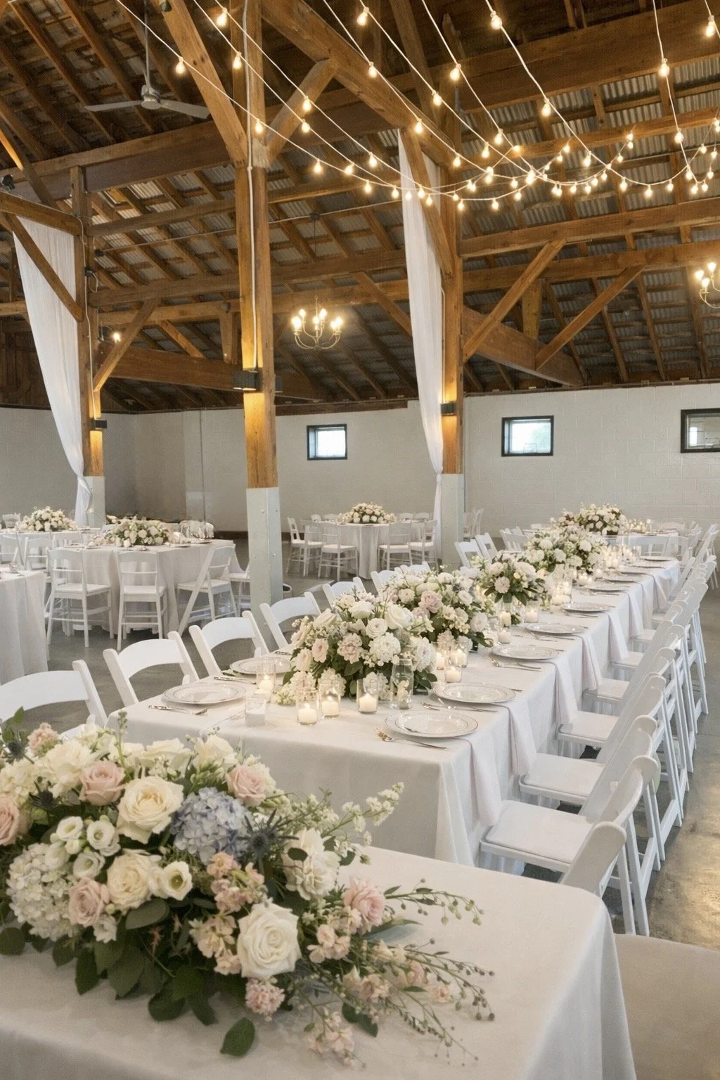 Elegant reception styling inside The Sable 1930 at Sable Creek Homestead