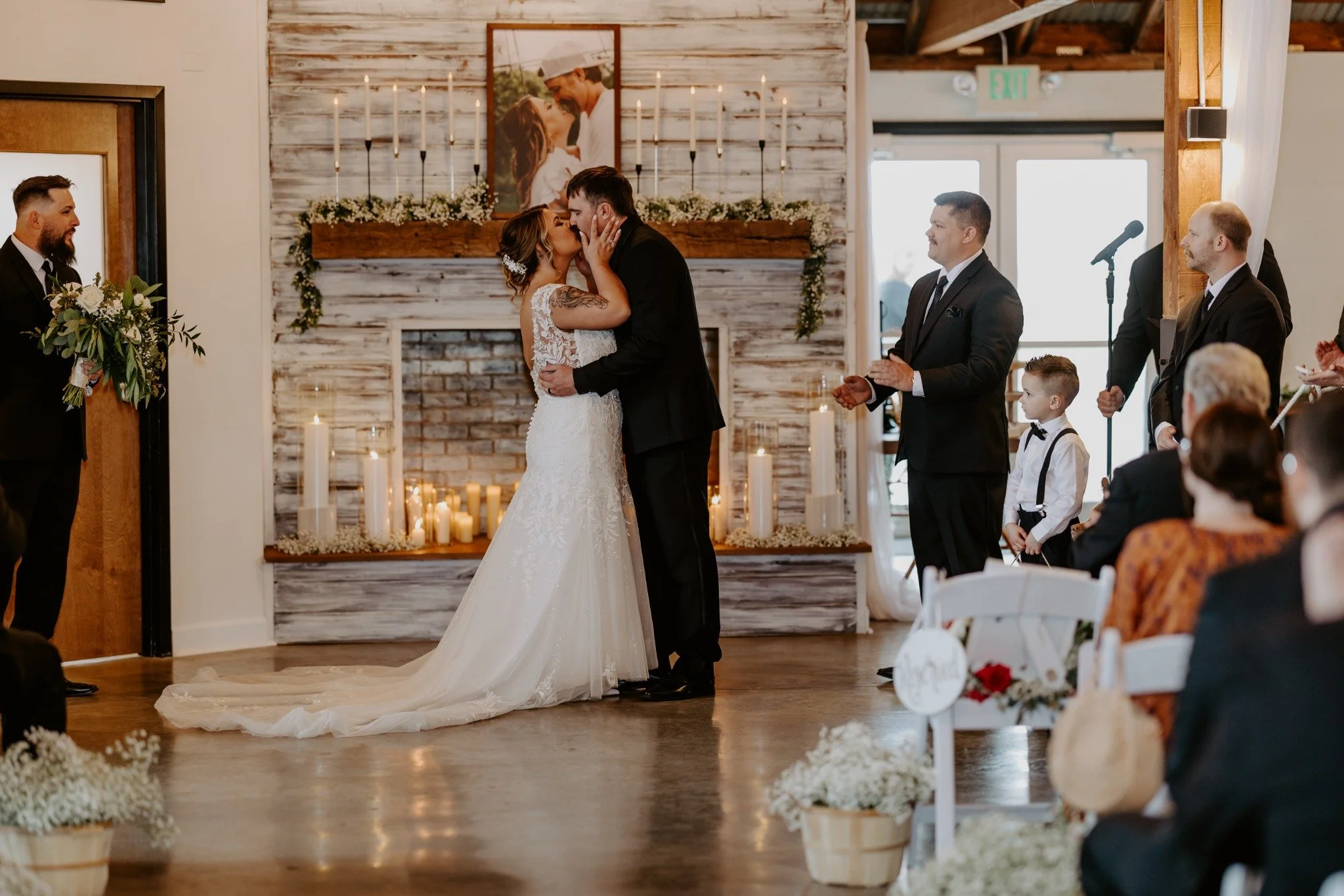 Climate-controlled wedding ceremony setup at Sable Creek Homestead