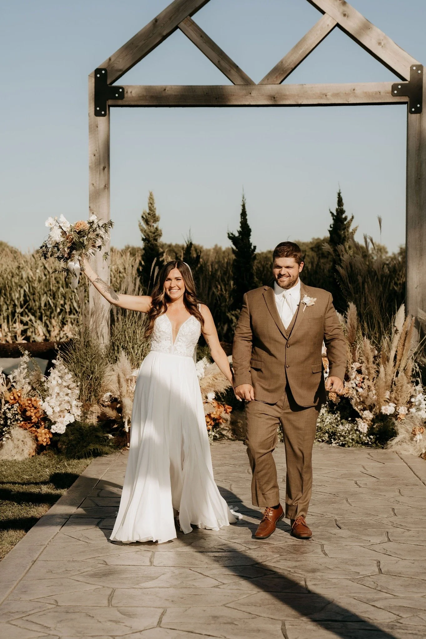 Outdoor wedding ceremony setting at Sable Creek Homestead in Minooka, Illinois