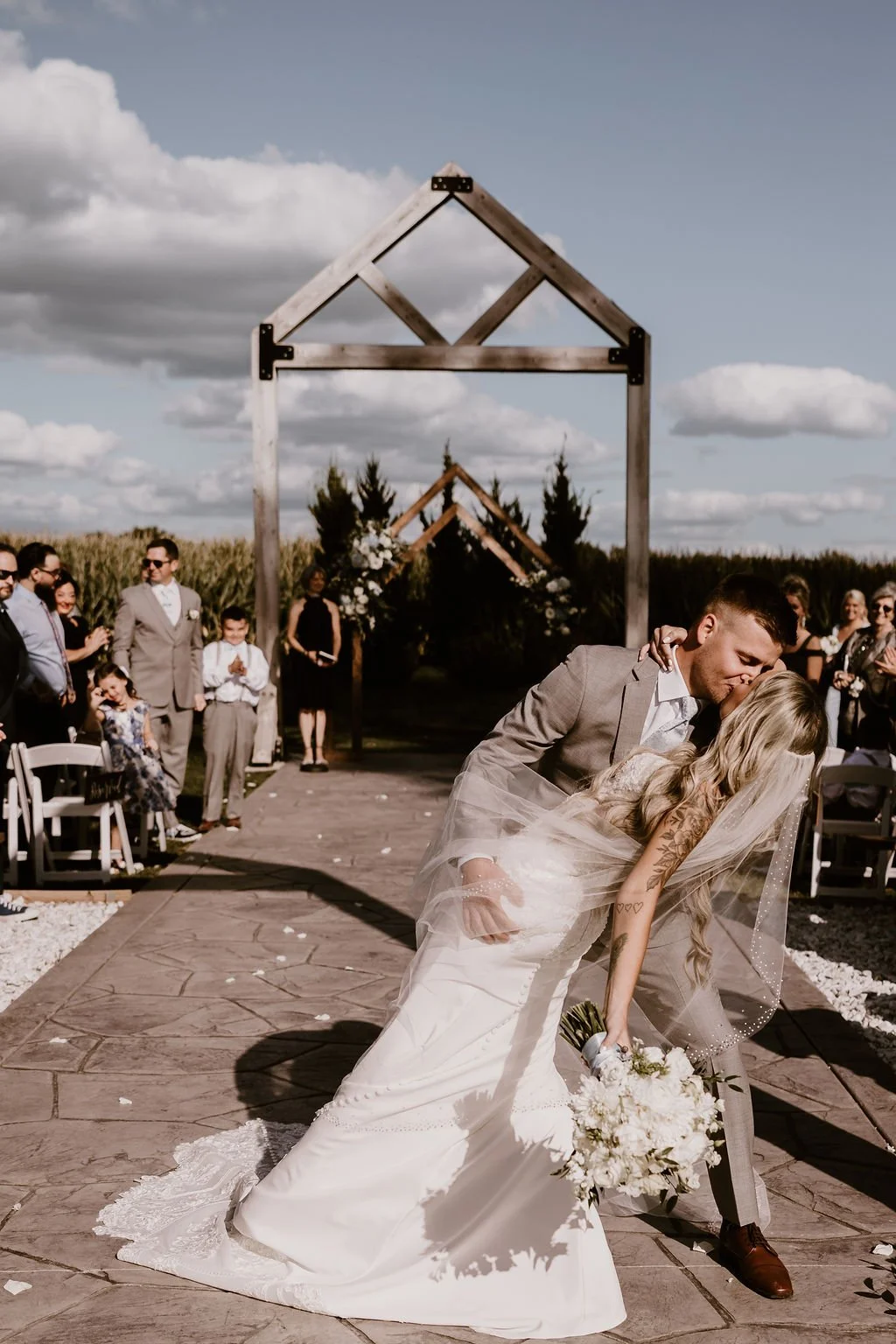 Outdoor wedding celebration at Sable Creek Homestead near Plainfield